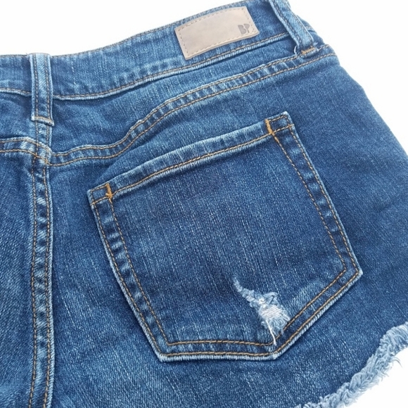BP distressed Blue denim jean cutoff raw hem shorts size 5 - Picture 3 of 6